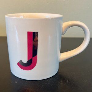 NWT OPALHOUSE Letter "J ” Monogram Initial Purple & Metallic Gold Ribbed Mug